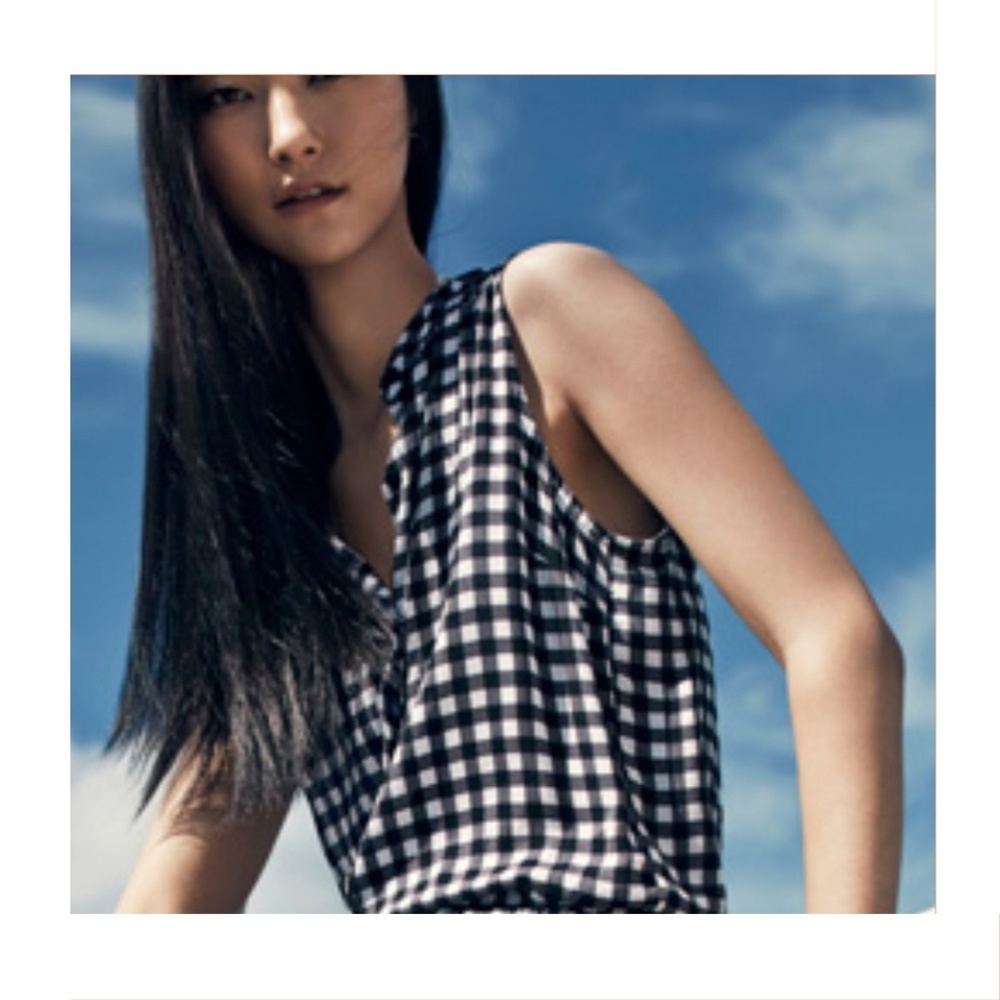 Splendid Button Down Blouse Gingham Print